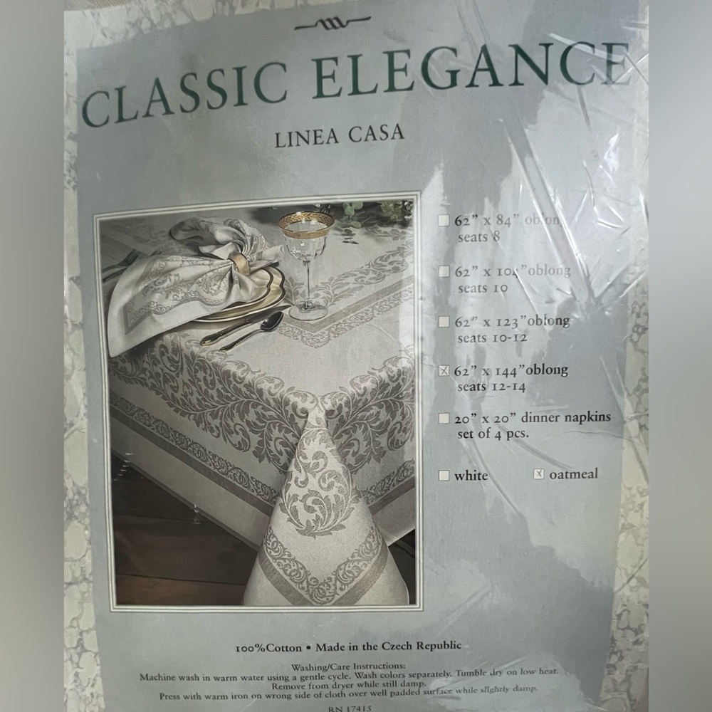 Baroque Scroll Jacquard Tablecloth by Linea Casa 62" x 144" 100% Cotton NWOT